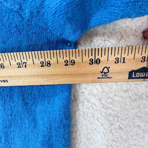 Quacker Factory Sweater Women 3X Wool Zip Up Snowflakes Blue Round Neck Beaded - Picture 3 of 14